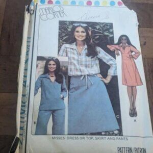 5411 Vintage McCalls SEWING Pattern Misses 1970s Dress Top Pants Skirt 8